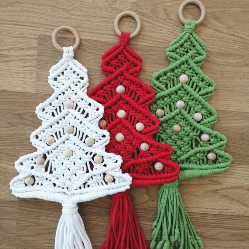 Handmade macrame Christmas tree wall hanging Boho Xmas decor tree home decoration from Vietnam