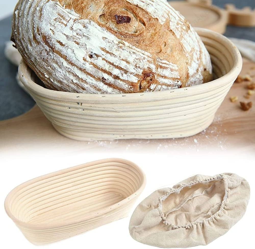 High quality cheap price natural rattan oval bread proving basket with fabric liners for home bakers made in Vietnam