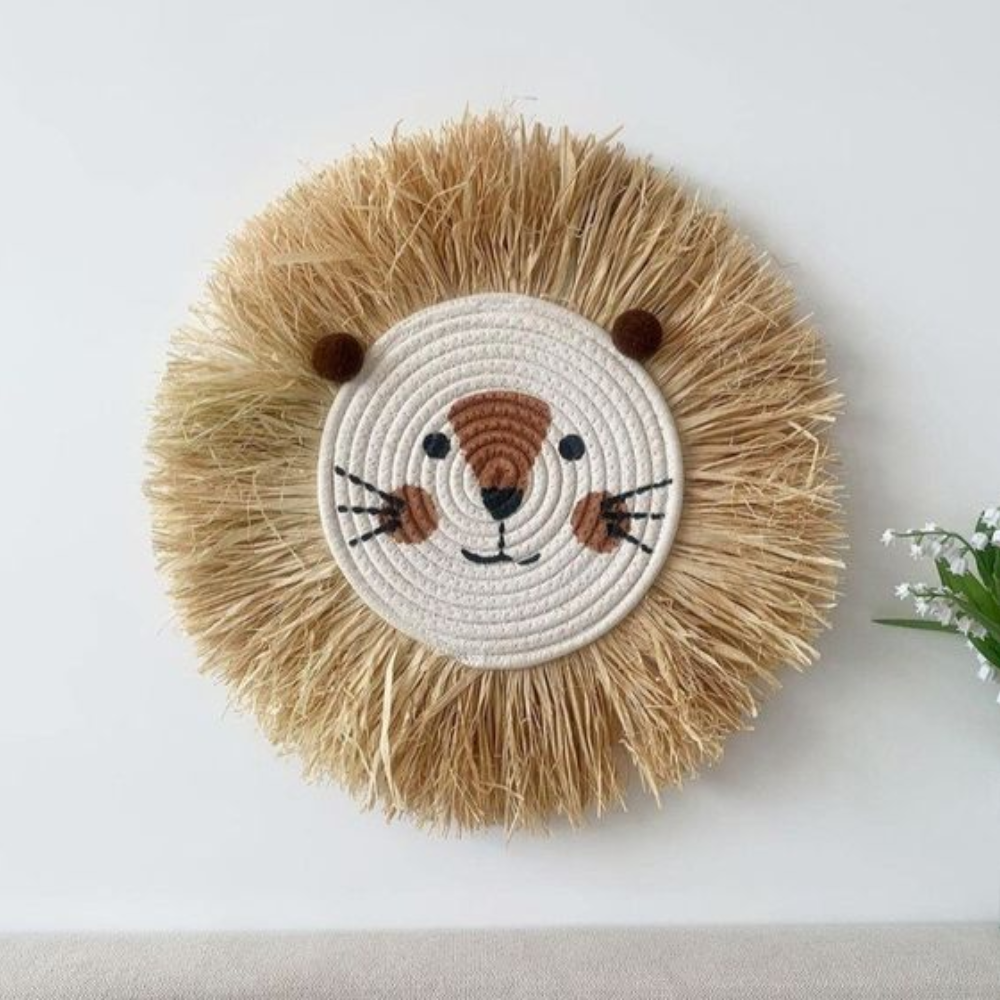 Eye-catching Macrame Animal Wall Basket Decoration Nursery Kids Bedroom Playroom Made with Raffa Straw from Vietnam