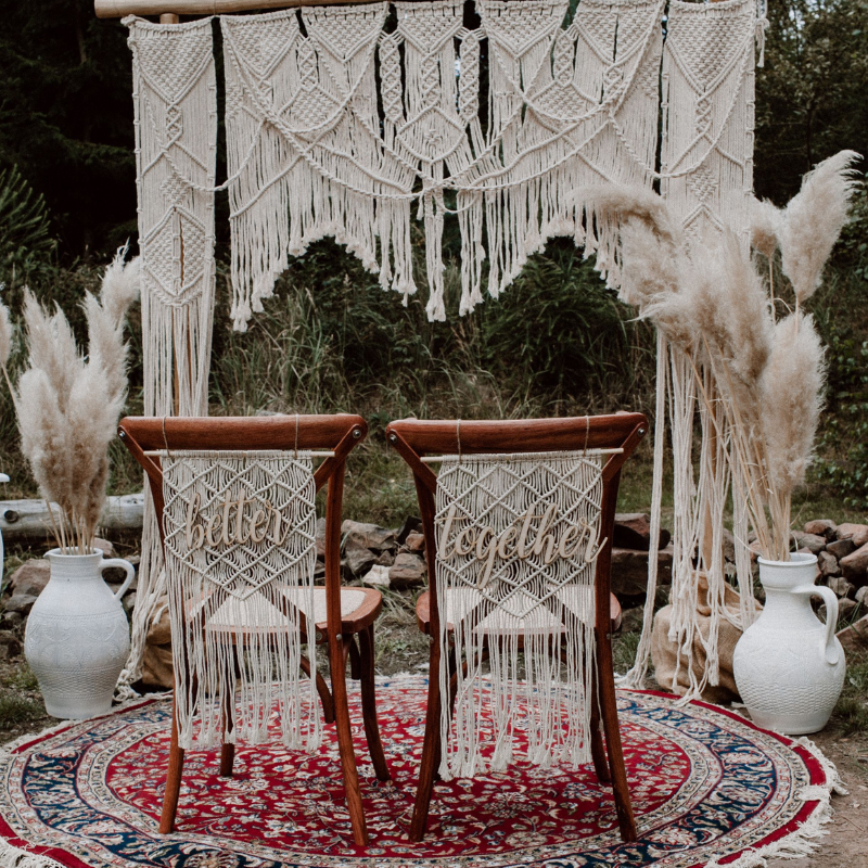 Best selling handmade 100% macrame wedding chair cover, macrame wall hanging boho style from Vietnam