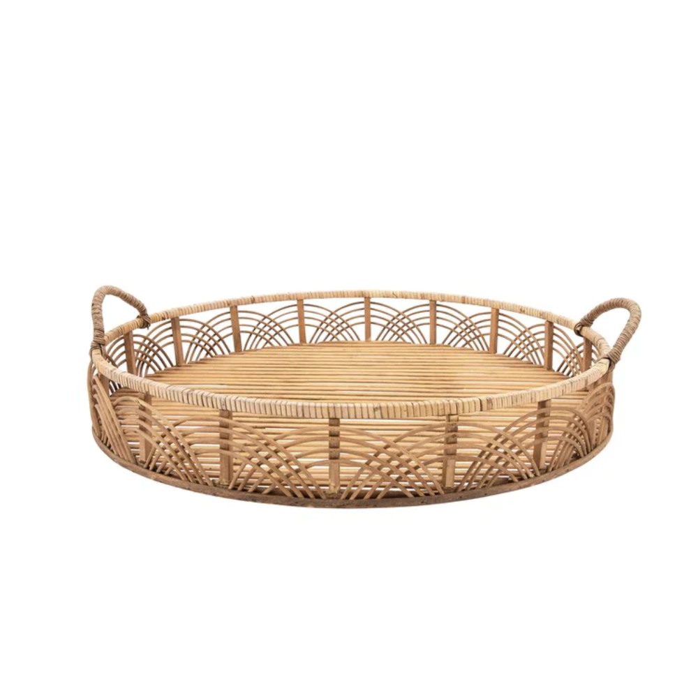 Handmade eco-friendly natural round bamboo serving trays set of 2 wholesales new product from Vietnam