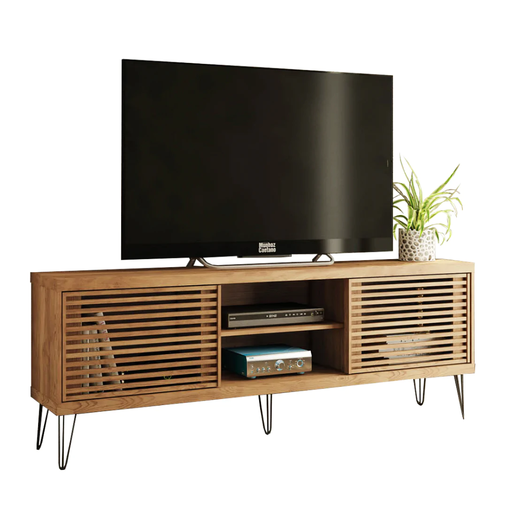 New product wooden TV cabinet with metal legs sliding doors modern elegant high quality furniture made in Vietnam