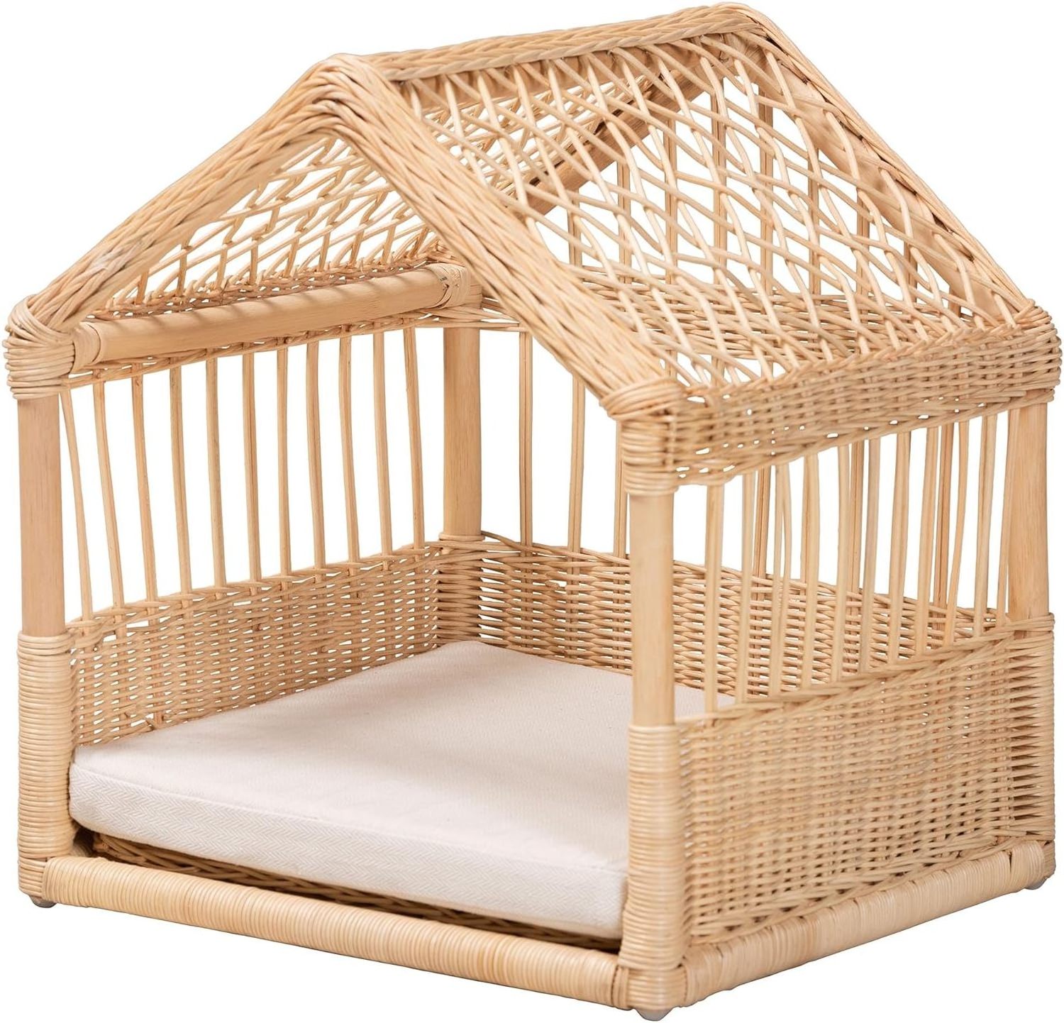 New Modern Bohemian Design Natural Rattan Pet Bed With Cushion For Cats And Dogs Handwicker from Vietnam