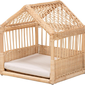 New Modern Bohemian Design Natural Rattan Pet Bed With Cushion For Cats And Dogs Handwicker from Vietnam