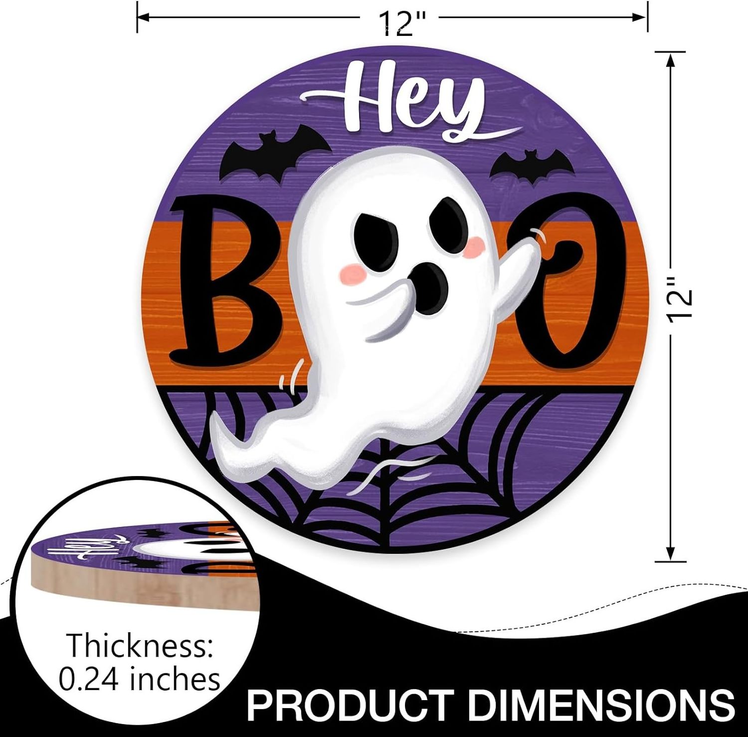 New Design Wood Hey Boo Ghost Wall Hanging Spooky Spider Web Bat For Halloween Decoration  Wholesale from Vietnam Factory