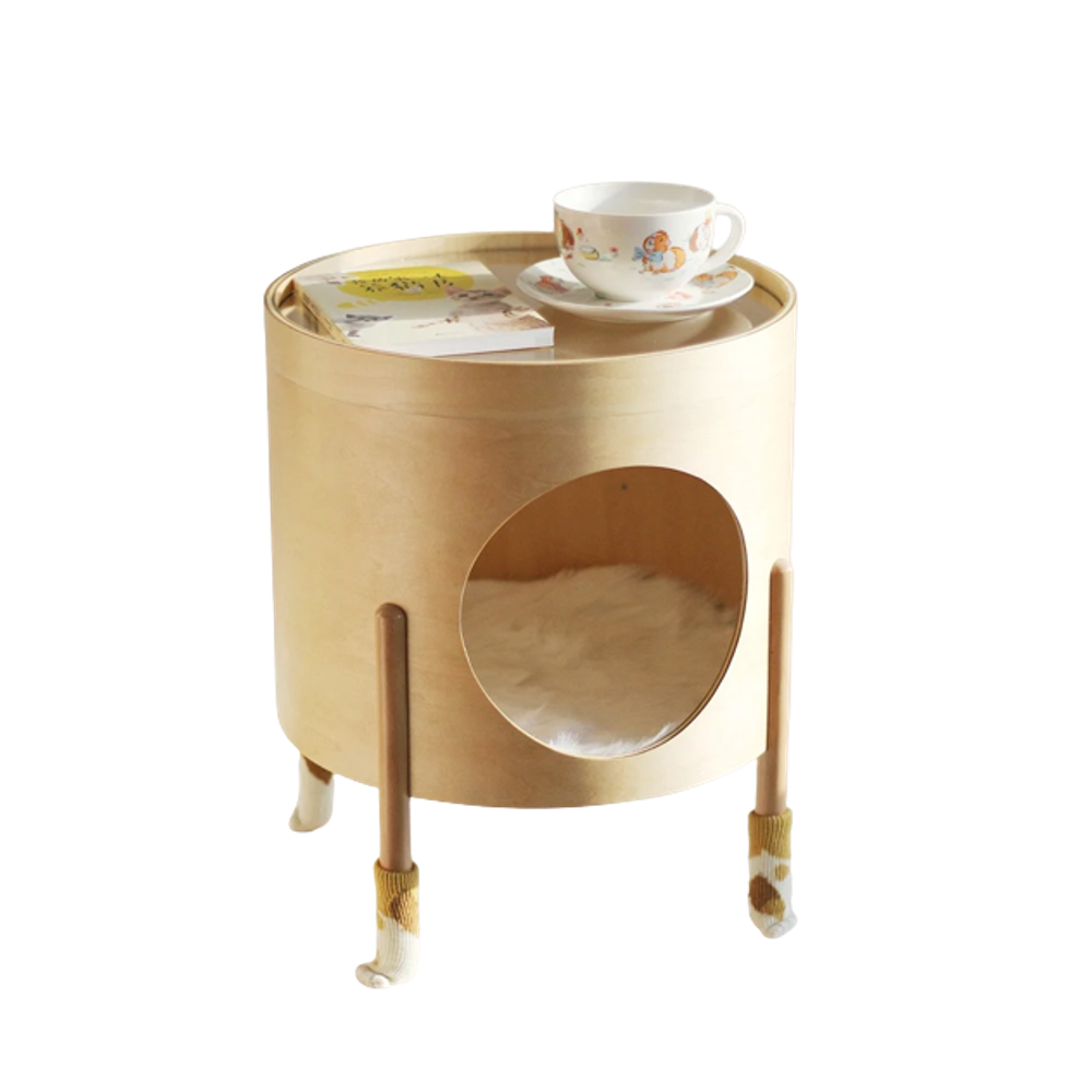 New item eco-friendly wooden cat cave bedside table round coffee table living room decoration from Vietnam