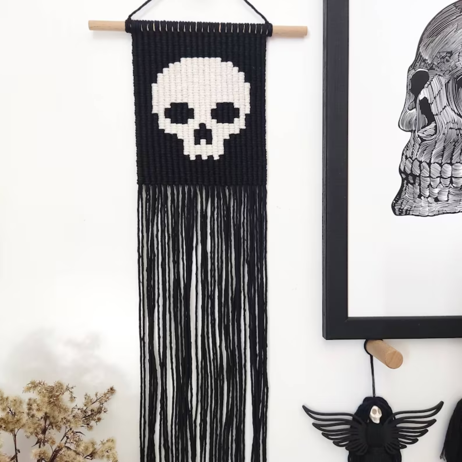 New Design Skullcap Cotton Macrame Wall Decoration for Halloween Home Decor Wholesale from Vietnam