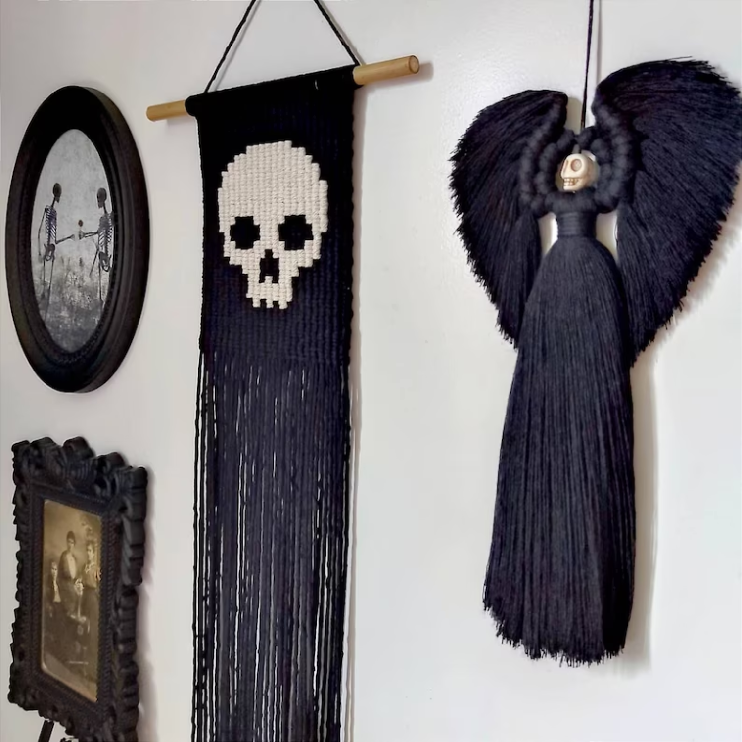 New Design Skullcap Cotton Macrame Wall Decoration for Halloween Home Decor Wholesale from Vietnam