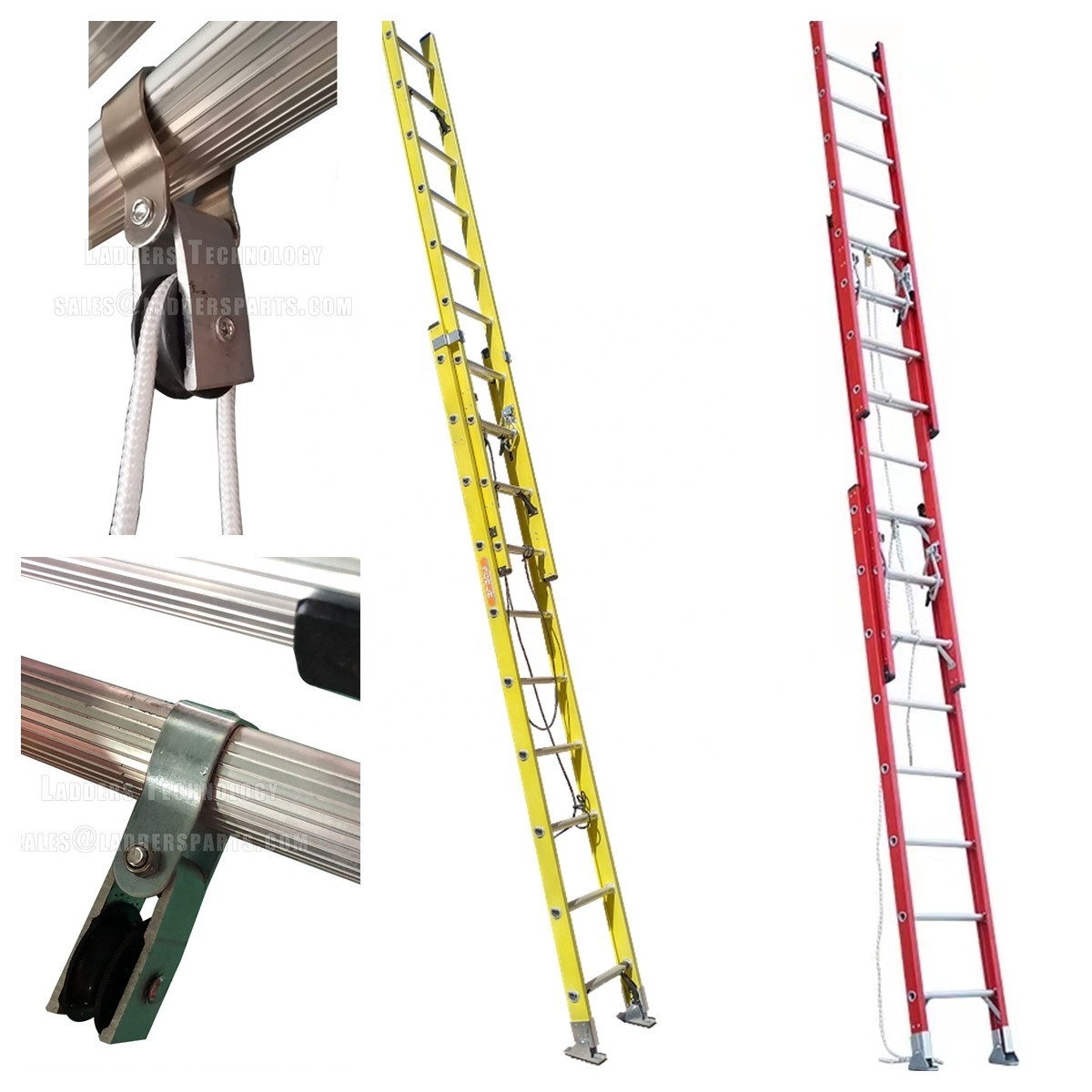 Sections Adjustable Fiberglass Telescopic Extension Ladder Climbing Ladder Accessories,Ladder Accessory,Sliding Wheel