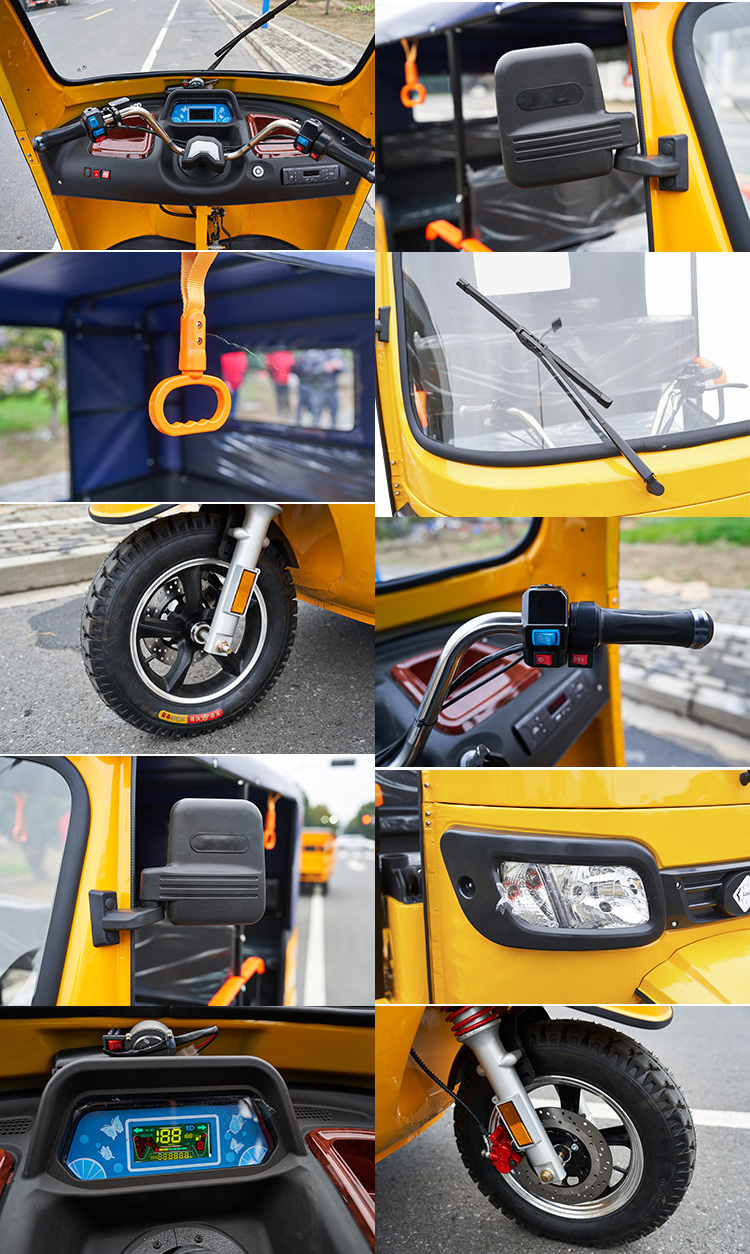 CKD CBU 2000W/3000W power 45-60km/h speed 90-135km long range electric taxi 7 seats tricycle for adult