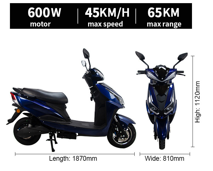 CKD SKD 3.00-10 tire 45km/h max speed 65km range e moped scooters  for ladies