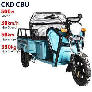 CKD 500W 30km/h max speed 50km range 350kg max load electric cargo tricycle with 1000*850mm cabin