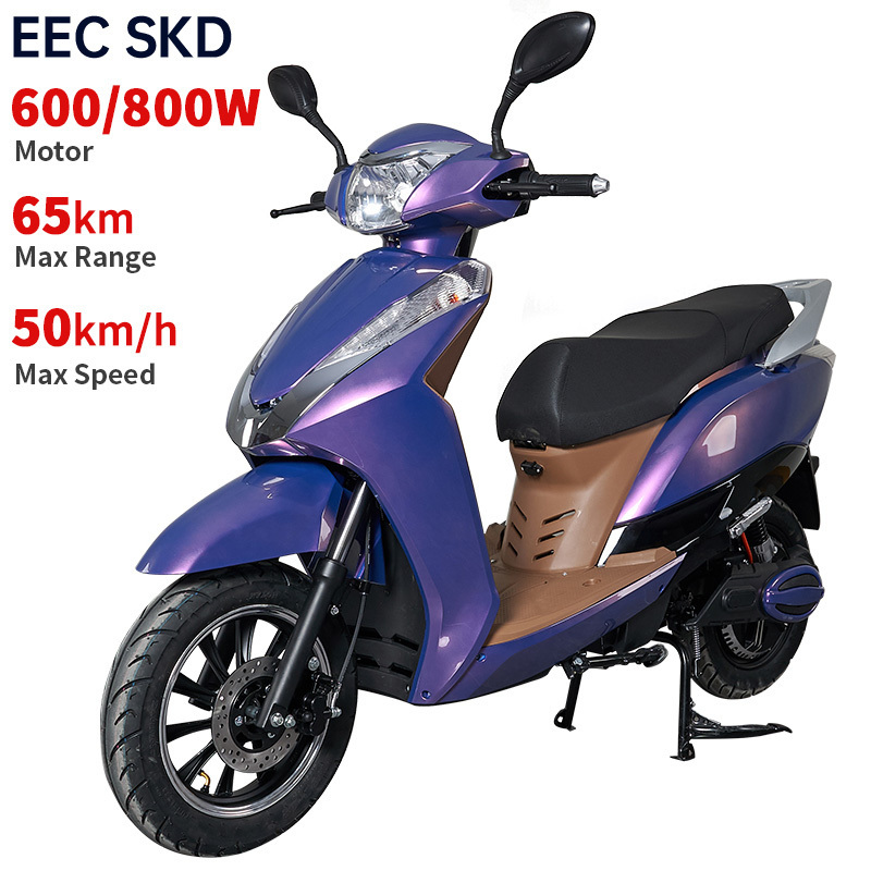 SKD CKD 600W/800W commuting electric pedal scooter fashion 2 wheel purple adult electric moped