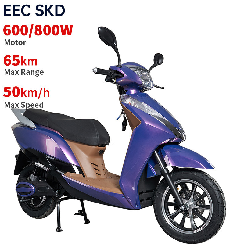 SKD CKD 600W/800W commuting electric pedal scooter fashion 2 wheel purple adult electric moped