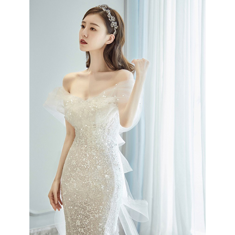 Mermaid Dress Simple Style Embroidery Bridal Elegant Casual Dresses White Wedding Dresses 2 - 49 pieces