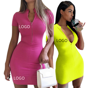 Hot Custom Wholesale Womens Fashion Dresses Summer Cotton Clothes Knit Mini Bodycon casual dresses