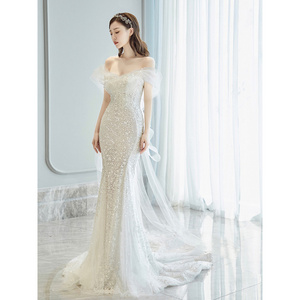 Mermaid Dress Simple Style Embroidery Bridal Elegant Casual Dresses White Wedding Dresses 2 - 49 pieces