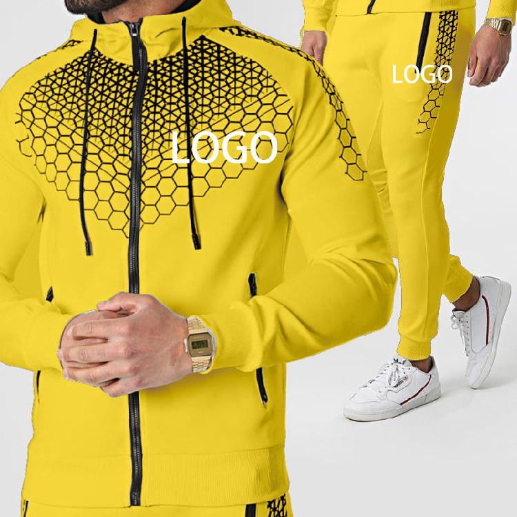 Wholesale Custom Embroidery Logo Mens Two Piece Track Set Color Block Tracksuit Men Jacket Suit Slim Fit Polyester Jogging Suit