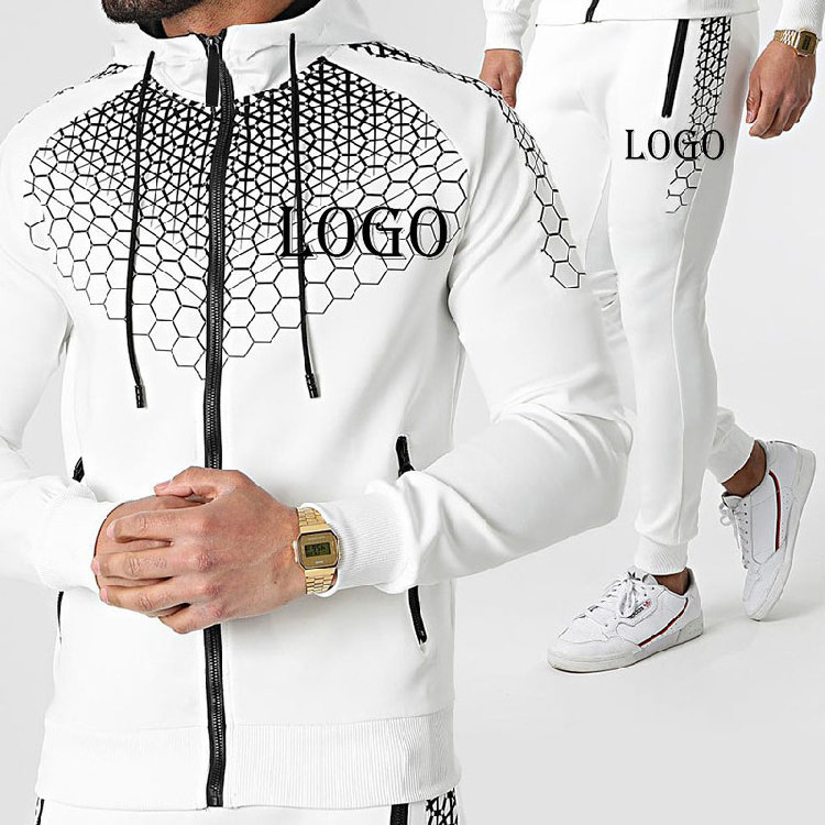 Wholesale Custom Embroidery Logo Mens Two Piece Track Set Color Block Tracksuit Men Jacket Suit Slim Fit Polyester Jogging Suit