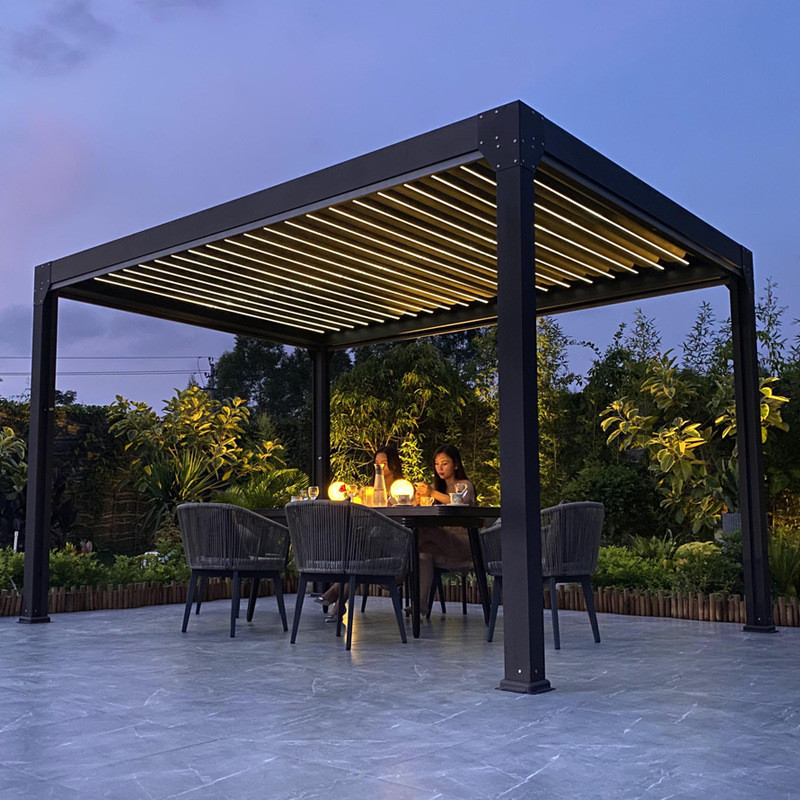 China Guangzhou Waterproof Modern Automatic Patio Outdoor Aluminium Pergola Opening Louvred Roof