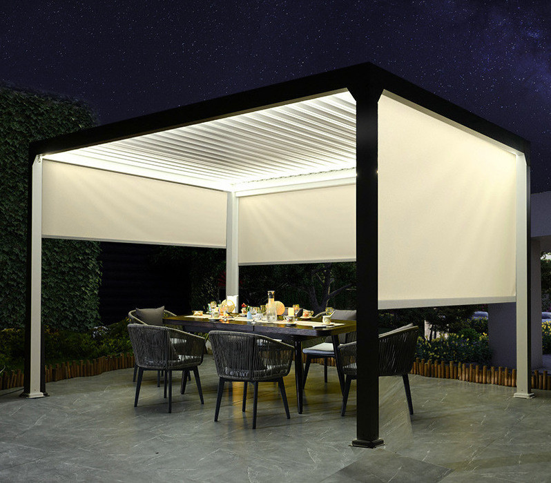 China Guangzhou Waterproof Modern Automatic Patio Outdoor Aluminium Pergola Opening Louvred Roof