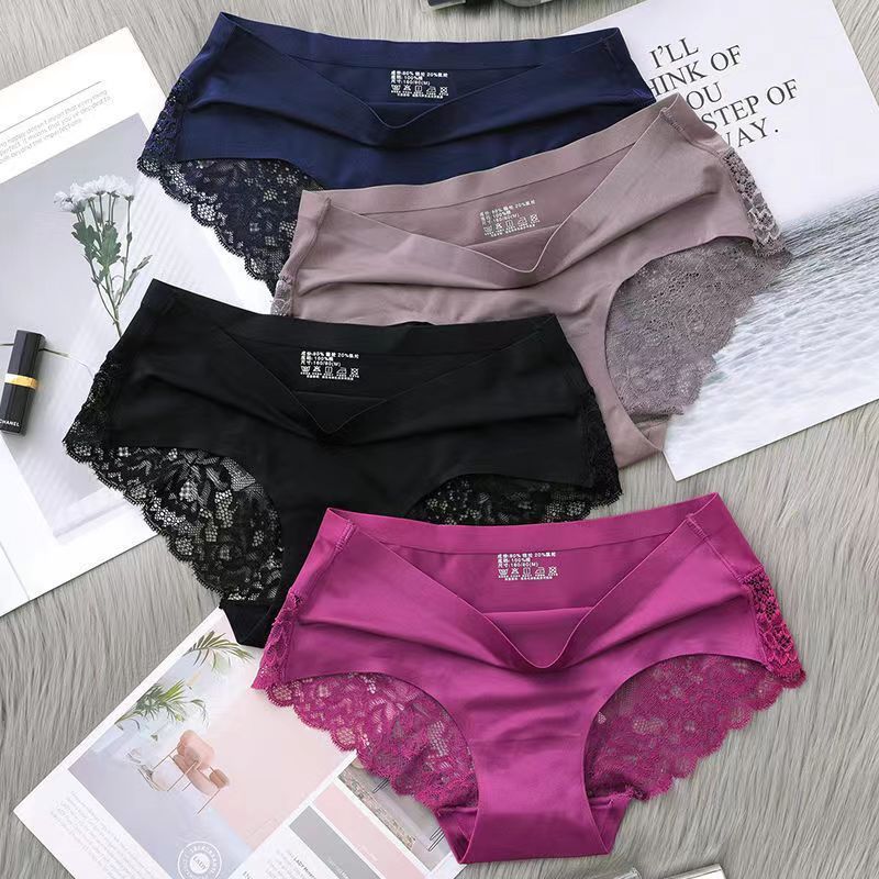 OEM Hot Sale Ladies Sexy Satin Nylon  Briefs  Seamless Lace Panties Women's Underwear