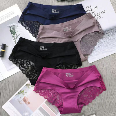 OEM Hot Sale Ladies Sexy Satin Nylon  Briefs  Seamless Lace Panties Women's Underwear