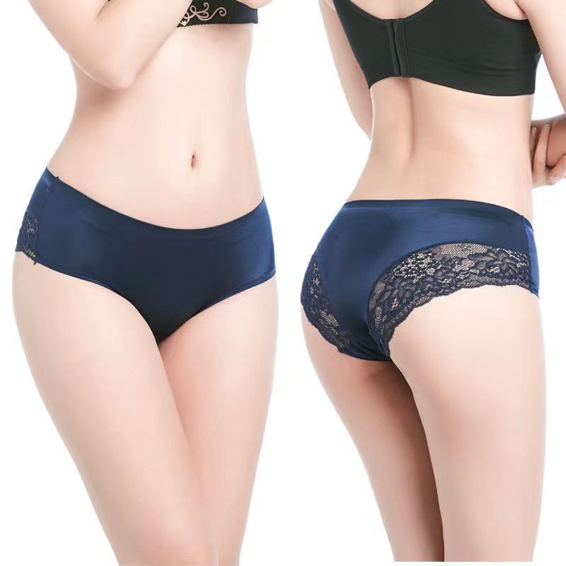 OEM Hot Sale Ladies Sexy Satin Nylon  Briefs  Seamless Lace Panties Women's Underwear