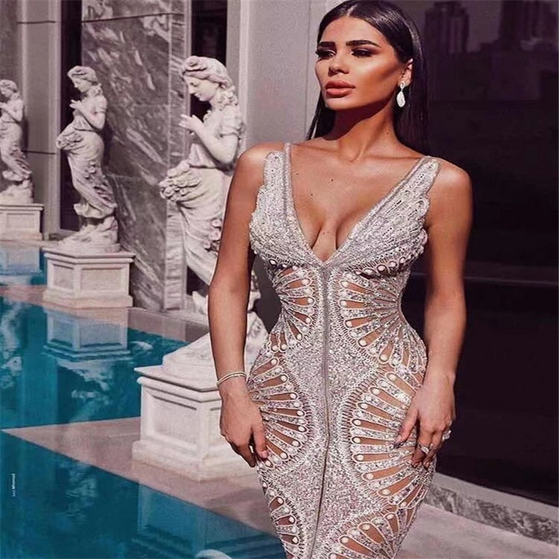 A4082  one piece dress women Silver gray sequins debutante gown evening gowns dress thailand wedding dresses