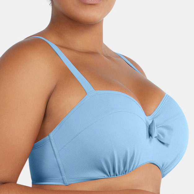 Ladymate ODM/OEM trajes de bano de talla grande Woman Bra-sized bandeau bikini top Strapless design underwire plus size swimwear