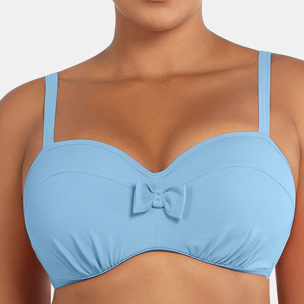 Ladymate ODM/OEM trajes de bano de talla grande Woman Bra-sized bandeau bikini top Strapless design underwire plus size swimwear