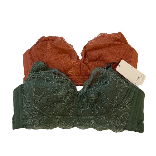 Factory Direct Sales Push Up Lace Bra New Style Lace Sexy Triangle Cup Wireless Popular Dark Green Comfort Bra