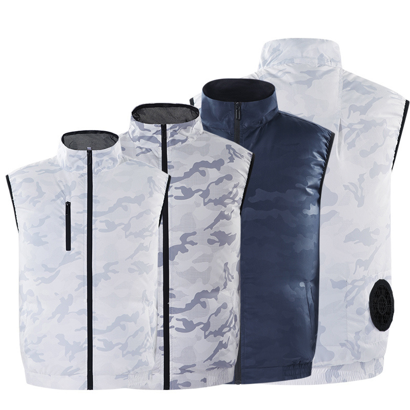 Camouflage Cooling Vest New with Built-in Fan for Fishing Lightweight Sunscreen Polyester Summer Men Woven 100% Polyester