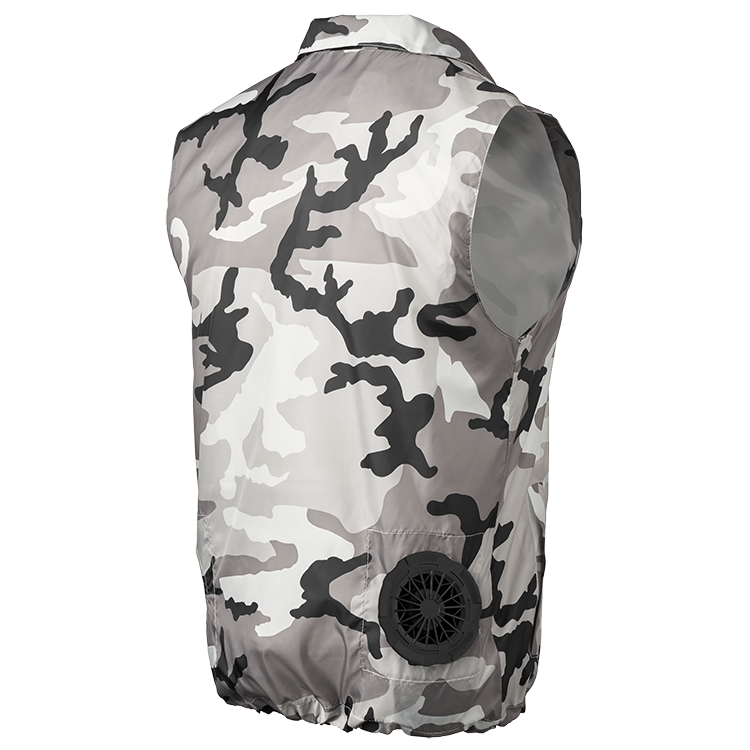 Polyester Camouflage Evaporative Cooling Vest with Detachable Fan