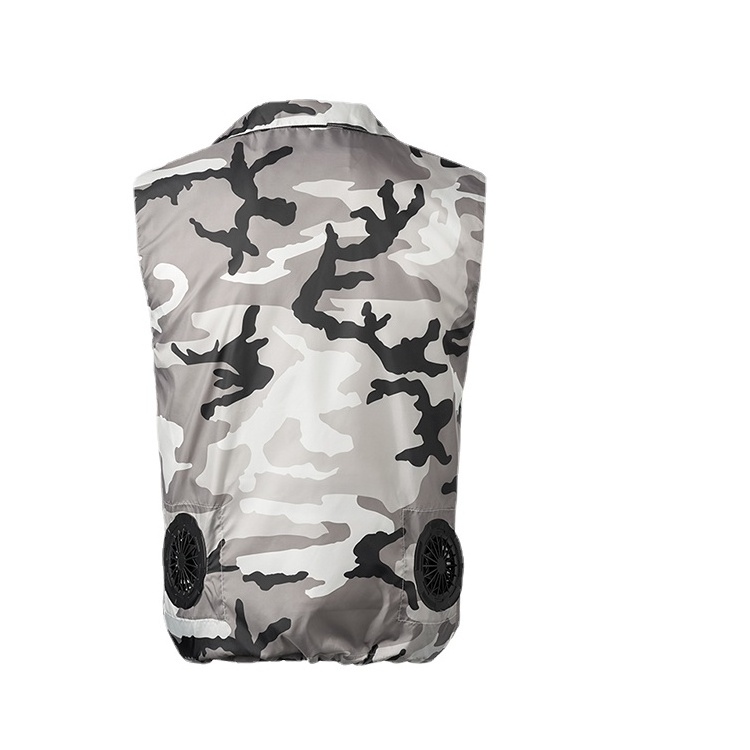 Polyester Camouflage Evaporative Cooling Vest with Detachable Fan