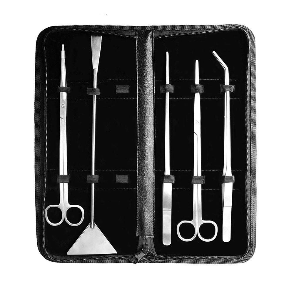 Stainless Steel Aquarium Aquatic Plant Tweezers Scissor Spatula Tools Set 5 Tools with Case Fish Starter Kit Aquarium Tongs 2024