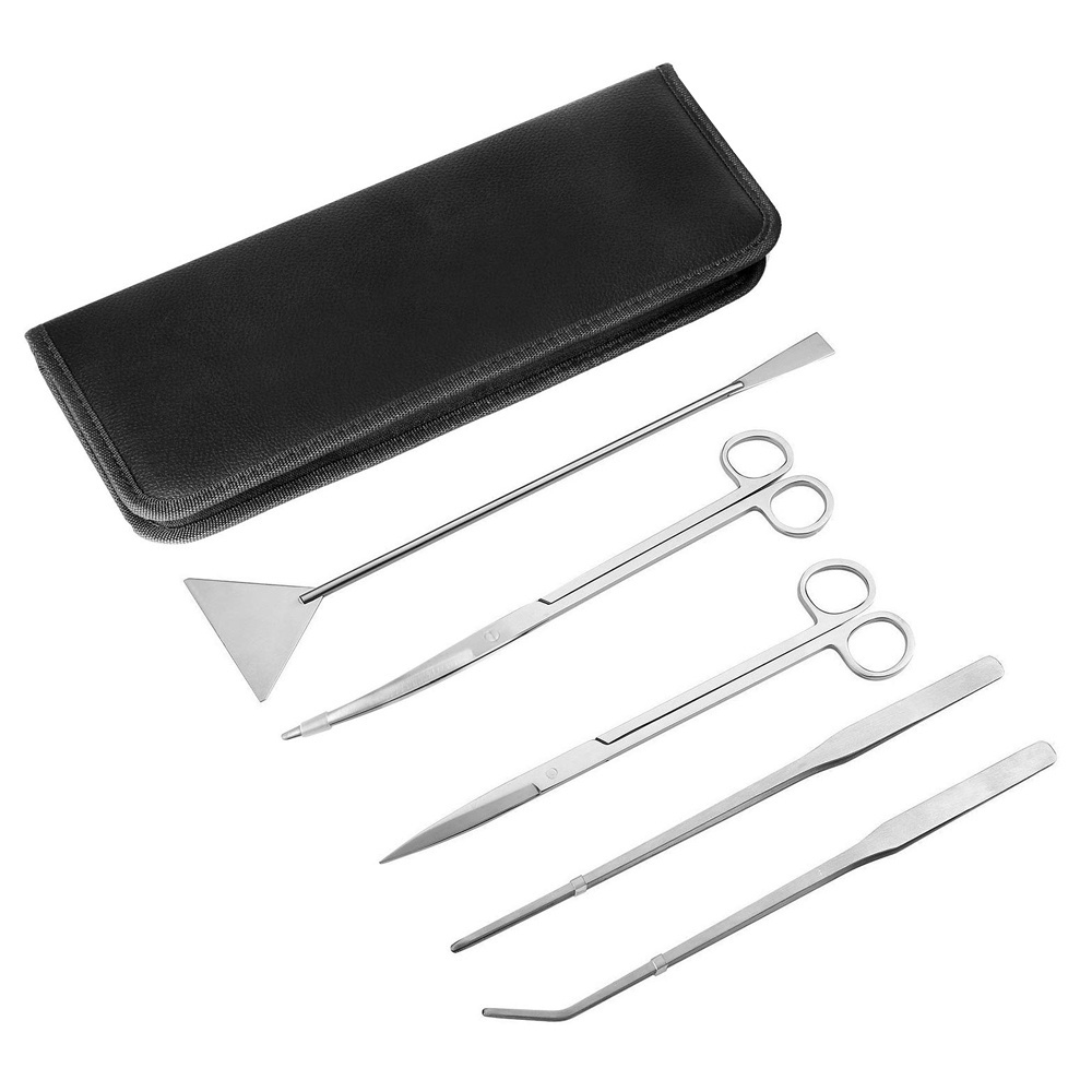 Stainless Steel Aquarium Aquatic Plant Tweezers Scissor Spatula Tools Set 5 Tools with Case Fish Starter Kit Aquarium Tongs 2024