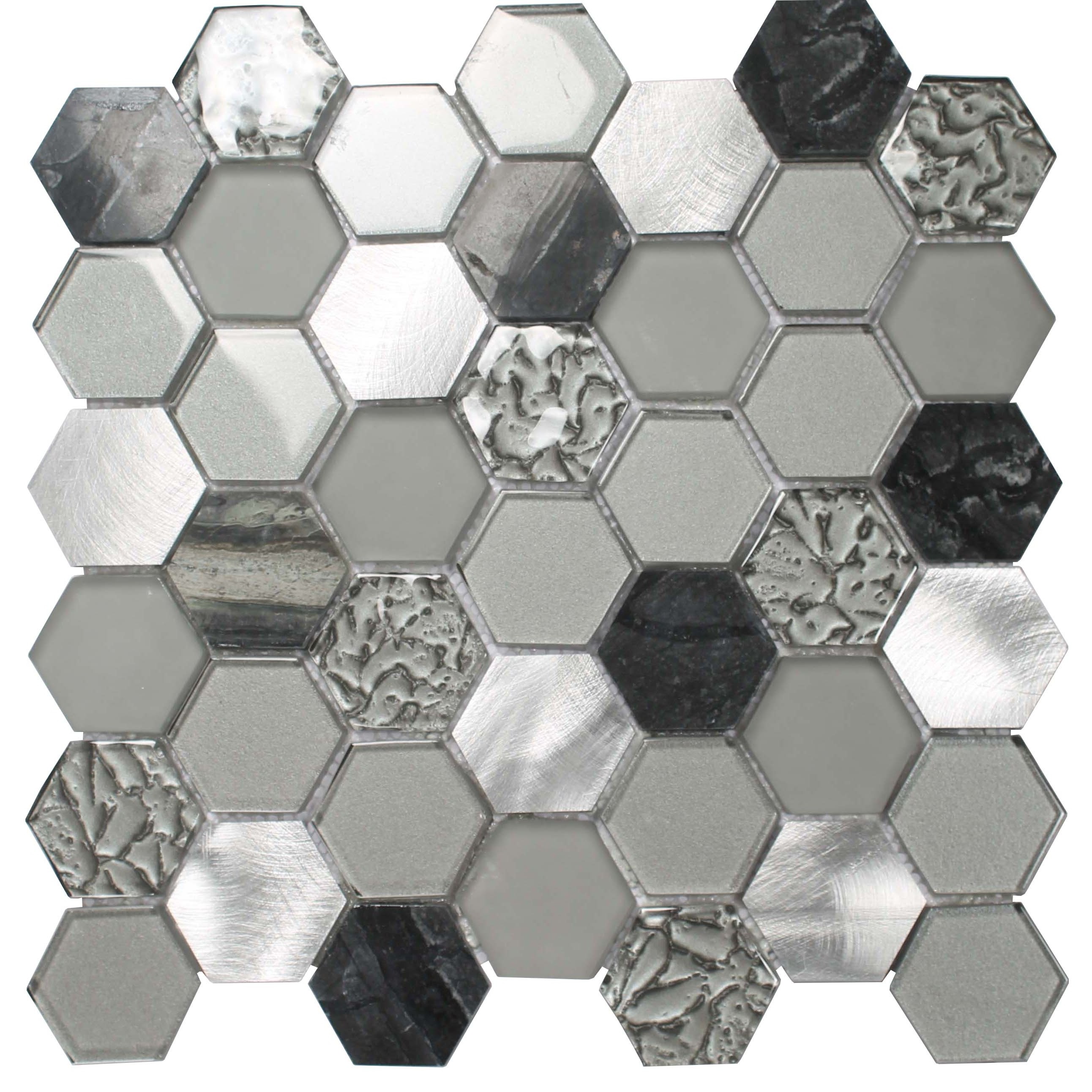 Premium Popular New Hexagon White Glass and Marble Mosaic Tile for Kitchen Bathroom Backsplash Wall