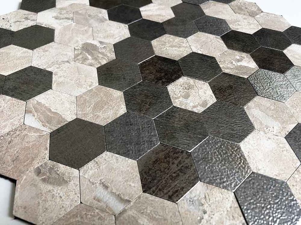 Look Mosaic Tile Interior Wall CP MOSAIC Wall Covering Adhesive Stone Tone Peel and Stick Marble Fishing Hexagon 281*291mm Villa