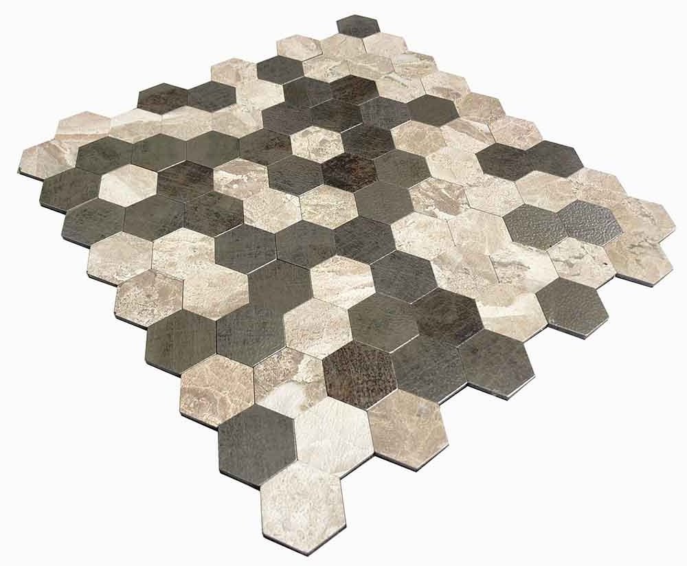 Look Mosaic Tile Interior Wall CP MOSAIC Wall Covering Adhesive Stone Tone Peel and Stick Marble Fishing Hexagon 281*291mm Villa