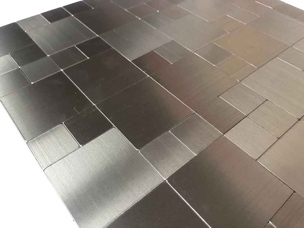 Brushed Peel and Stick Backsplash Silver Metal Mosaic Self Adhesive Aluminous Wall Mosaic Tiles