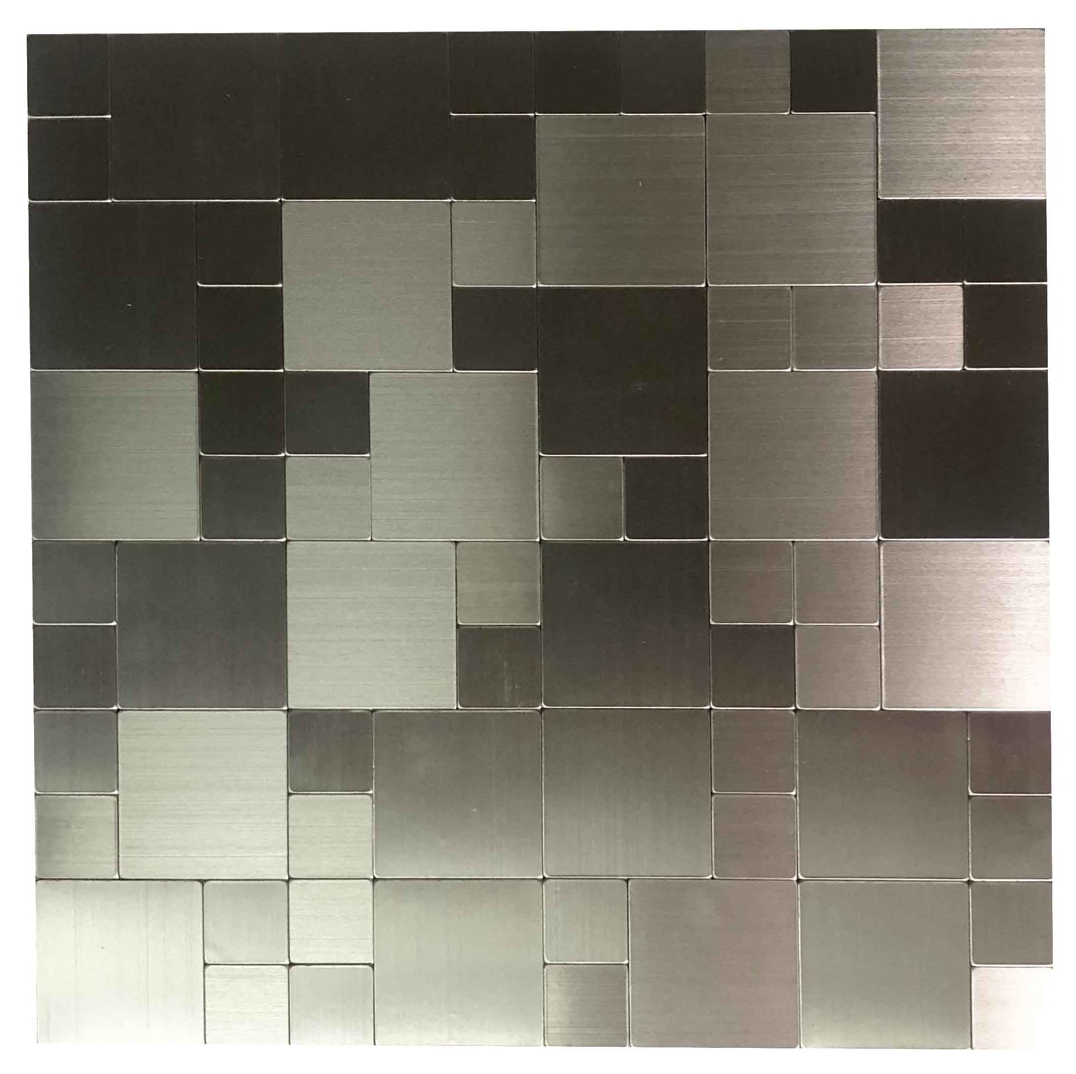 Brushed Peel and Stick Backsplash Silver Metal Mosaic Self Adhesive Aluminous Wall Mosaic Tiles