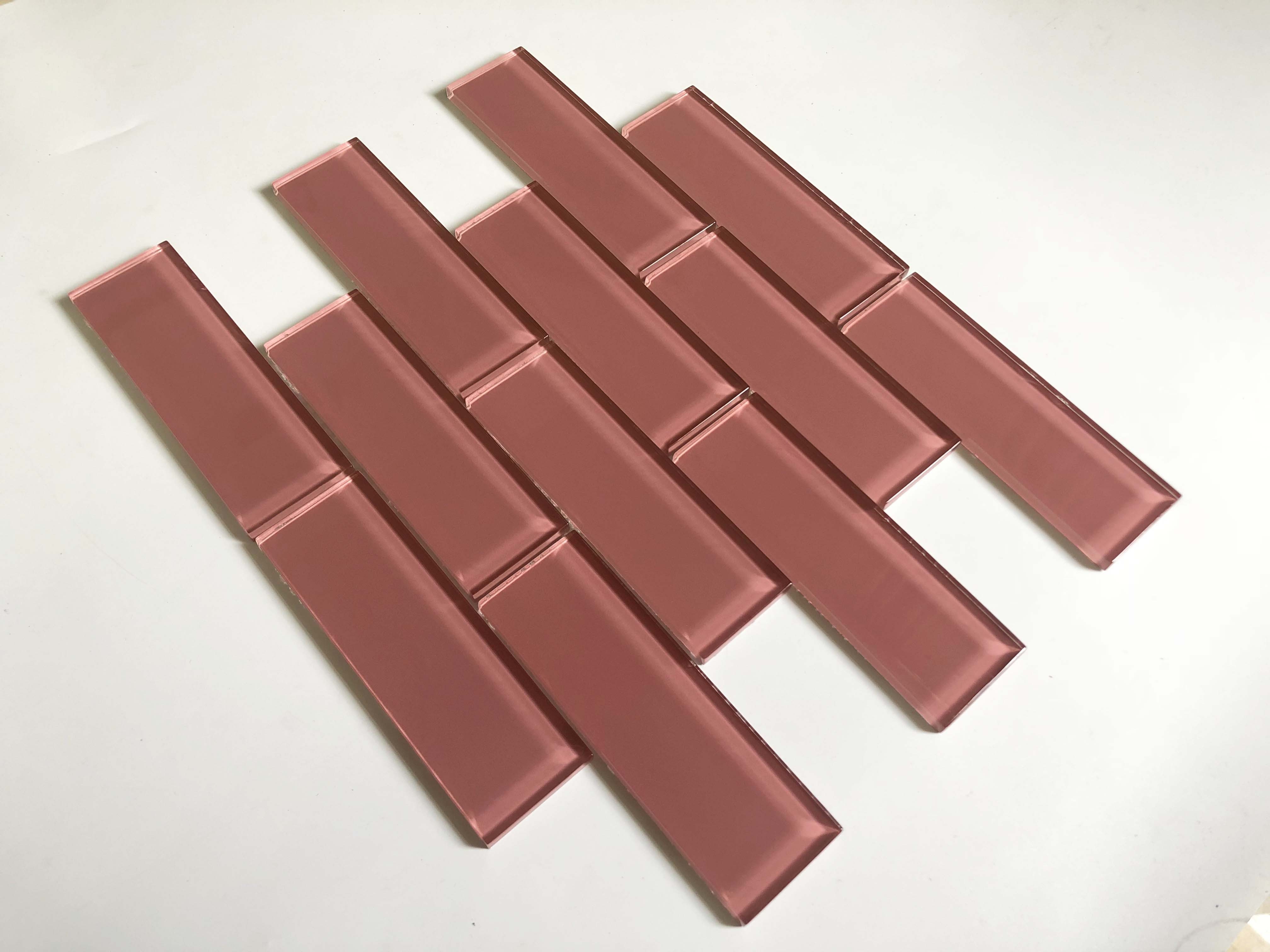 2019 hot sale pink glass mosaic wall backsplash tile for sale