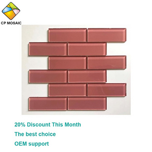 2019 hot sale pink glass mosaic wall backsplash tile for sale