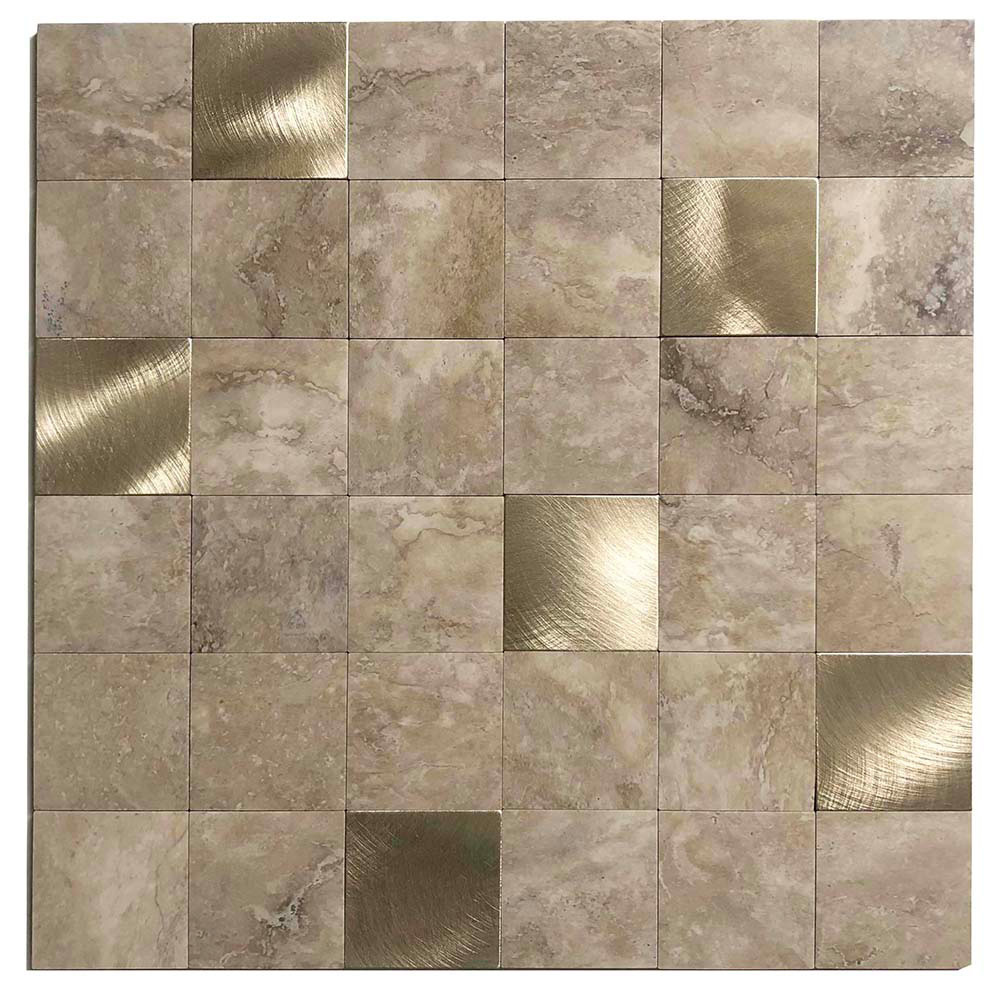 DIY Gold Peel and Stick Tile Aluminum Mosaic Tile for Backsplash