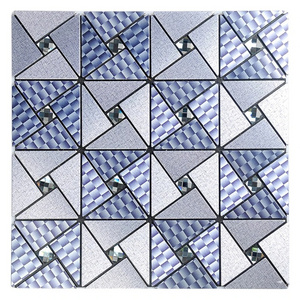 Foshan Factory Outlet  Blue Easy Self Adhesive Peel and Stick Metal Mosaic Tile