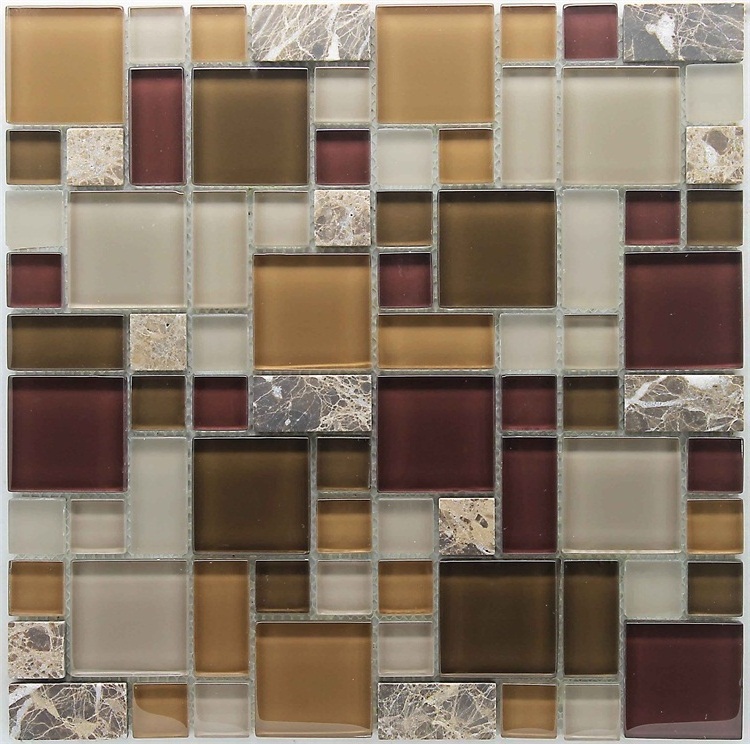 Classic Kitchen Backsplash Glass Mix Stone Mosaic Peel And Stick Tile