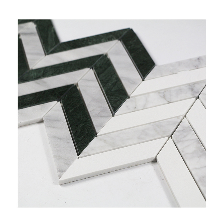 Hight Quality Fishbone Chevron White Marble Floor Tile Stone Mosaic Tiles Backsplash For Home Decor