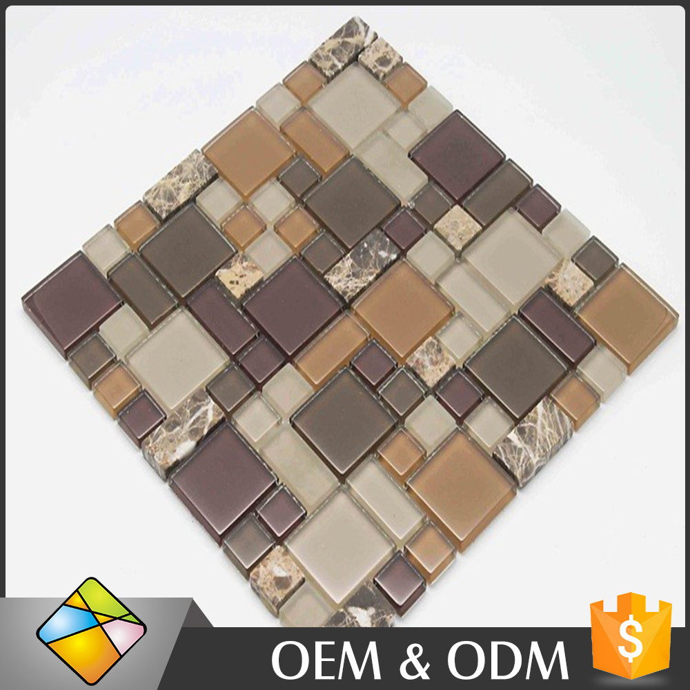 Classic Kitchen Backsplash Glass Mix Stone Mosaic Peel And Stick Tile