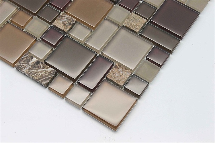 Classic Kitchen Backsplash Glass Mix Stone Mosaic Peel And Stick Tile